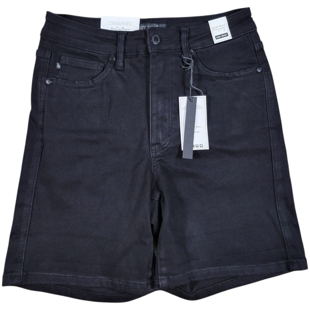 Judy Blue Denim Jean Shorts Womens M Black High Waist JB150237 Stretch Casual